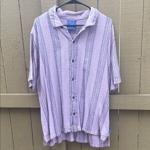 Without Walls Lavender Striped Short Sleeve Button-Down Shirt